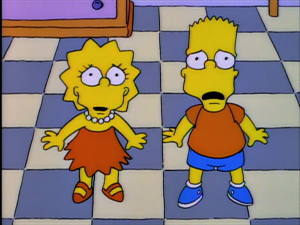 Lisa and Bart, horrified to hear they won't be going to Itchy and Scratchy Land