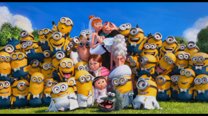 A lovely wedding photo, complete with Gru's cranky mother and adorable minions.