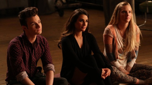 Chris Colfer, Lea Michele, and Heather Morris star in Glee