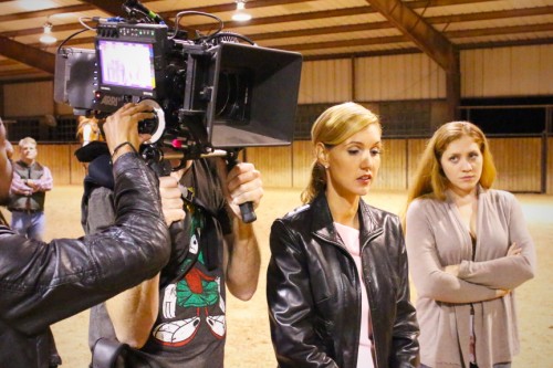 Liz Franke and Augustine Frizzell, who both happen to be actresses as well as writers and directors, filming a scene.