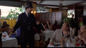 Signature of Green’s absurd humor, he shows up at a swanky L.A. restaurant to track down bigwig Dave Davidson (Anthony Michael Hall) to see if he can score his own television series based on his drawings, all dressed as an English bobby.