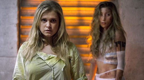 Clarke Griffin (Eliza Taylor) and Anya (Dichen Lachman) in one of The 100’s many dystopias